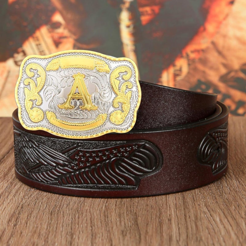 WMG Western Belt Buckle Initial Letters ABCDMRJ to Z Cowboy Belt Buckle, Rodeo Buckles for Men & Women Fits Up to 2 Inch Belts - Image 5